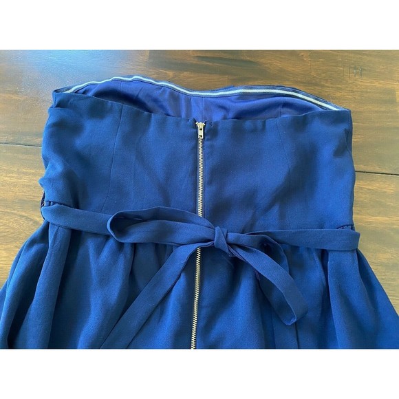 NEW W/TAGS Apricot Lane Ya Los Angeles Blue Chiffon Strapless Mini Tie Dress L - Picture 6 of 12